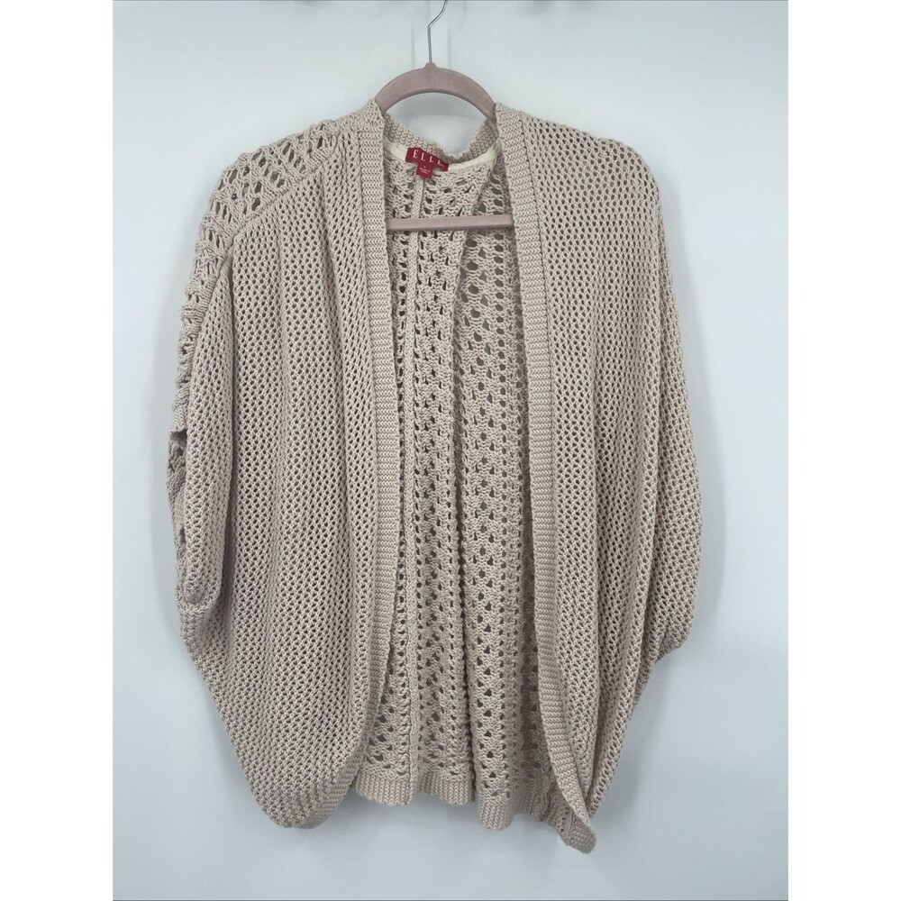 Elle Knit Sleeveless Cardigan Batwing Large 100% Cotton
